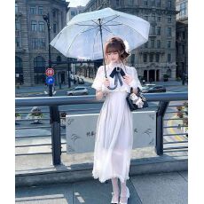 批发地雷系日系洛丽塔<b class='q'>连衣裙</b>女量产型斗篷蕾丝<b class='q'>连衣裙</b>修身网纱长裙纱裙