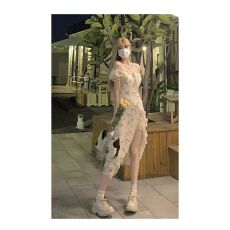 批发碎花吊带<b class='q'>连衣裙</b>2026夏季新款荷叶边氛围感开叉长裙小众穿搭