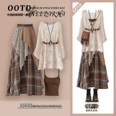 批发民族风<b class='q'>套装</b>女新款波西米亚设计感罩衫背心不规则半身裙<b class='q'>套装</b>