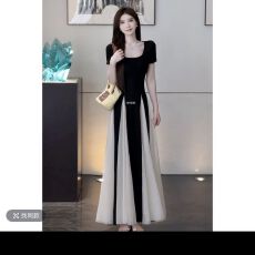 批发显瘦夏季连衣裙法式<b class='q'>新款</b>拼接设计夏季感拼网纱连衣裙气质裙子