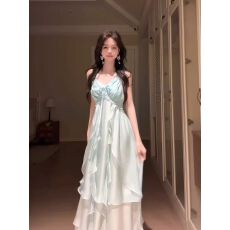 批发桔梗house海边度假风吊带<b class='q'>连衣裙</b>女2026夏季新款氛围感<b class='q'>露背</b>长裙子