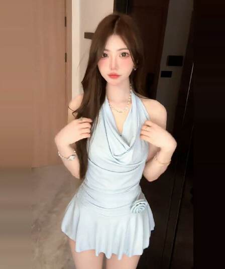 페이크 레이어드 슬립 행침 목 레이스 드레스 아이들 2026 여름 새로운 품격 순수한 욕망 핫걸 허리 수축 미니 스커트