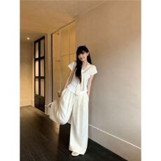 批发时尚休闲<b class='q'>运动服</b>套装女夏季韩系甜美风<b class='q'>宽松</b>披肩短袖阔腿裤两件套潮