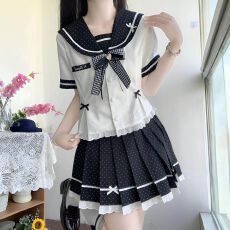 批发【黑巧奶泡】***正版水手服收腰显瘦格雷系可爱JK制服<b class='q'>套装</b>日常装