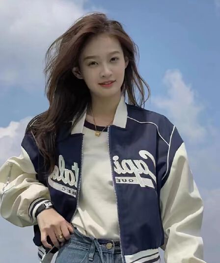 아메리칸 복잡한 고대 국가 트렌디 패치워크 배색 쇼트 스타일 야구 유니폼 이른 봄 긴팔 캐주얼 느긋한 학원 여성 코트