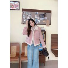 批发加厚毛绒小翻领<b class='q'>外套</b>时尚精致小香风短款上衣新款气质高级感秋冬季