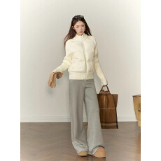韩系超好看棉服女2026新款冬季针织袖棉衣小个子棉袄加厚冬装外套