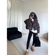 批发泡芙肯豆短款羽绒<b class='q'>服</b>女2026冬季新款美式复古面包<b class='q'>服</b>连帽棉外套爆款