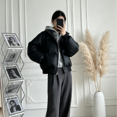 批发韩版卫衣连帽假两件棉服<b class='q'>皮衣</b>学生面包服撞色连帽羽绒棉服女外套