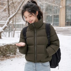 批发<b class='q'>韩版</b>冬新款<b class='q'>韩版</b>立领短款羽绒棉服女宽松小个子学生面包服外套