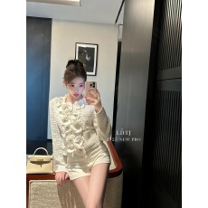 批发LDTJ高定秋名媛气质千金小香粗花呢羊毛立体<b class='q'>山茶花</b>修身外套女