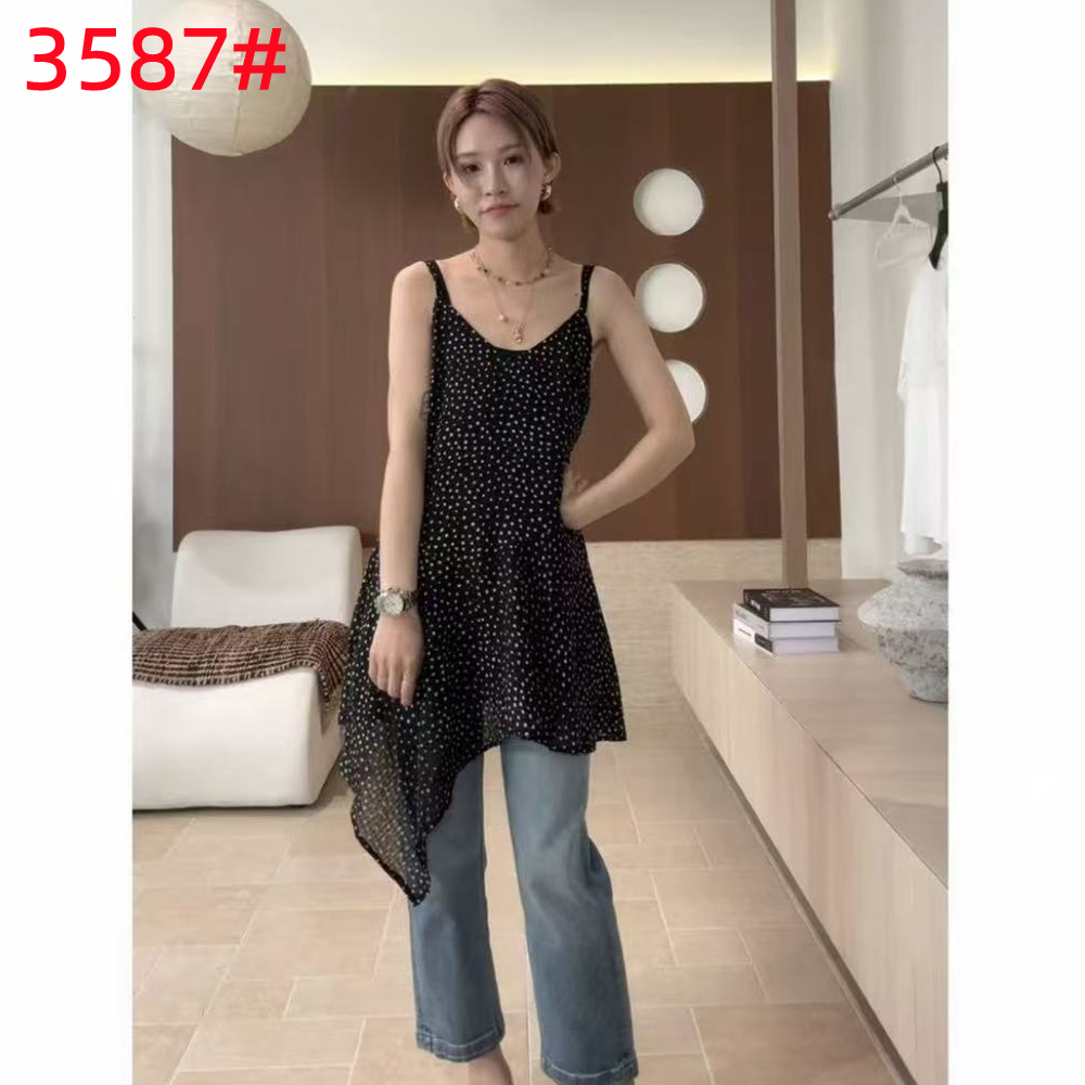 여름 패션 외국 가스 레트로 도트 무늬 루즈핏 슬림해 보이는 슬립 드레스