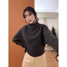 批发已到货  冬季新款设计感小众半高领堆堆领套头毛衣女内搭针织衫女