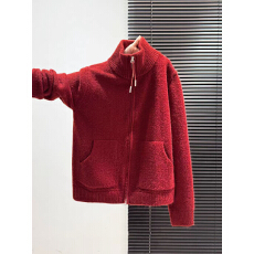 秋冬新款女韩版宽松纯色polo领羊毛开衫百搭休闲拉链保暖毛衣外套