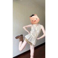 批发法式俏皮套装女小众设计感镂空针织收腰翻领背心上衣高腰显瘦短裙