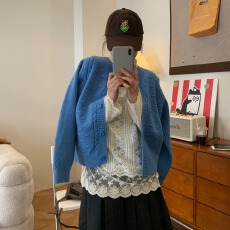 批发韩系显白提花针织开衫女2026秋冬新款软糯百搭显瘦<b class='q'>毛衣</b>外套上衣潮