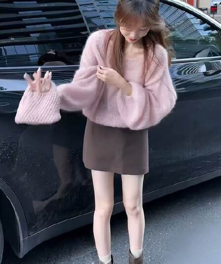 자이언트 잘 생긴 ~ 중 스웨터 이른 가을 루즈핏 연령 감소 긴팔 니트 스웨터 품격 스웨터 하이웨이스트 슬림해 보이는 여성