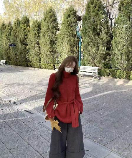 xxiiuu 빨간색 셔츠 제목 겨울 겨울 새로운 2026 오래된 돈 터틀넥 스웨터 여자 만나는 니트 스웨터 인사이드 잡아라. 의류