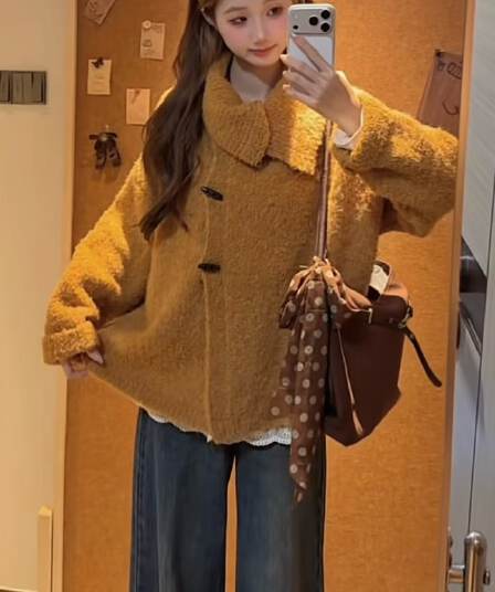 한 부서 빅 사이즈 여성 뜨개질 오픈 가디건 조기 가을 착용 가져 가라. 2026 새로운 분위기 센스 맨위 느긋한 바람 스웨터 코트