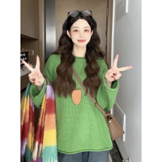 批发韩版慵懒风南瓜橘针织毛衣女2026年秋季新款宽松显瘦百搭套头上衣