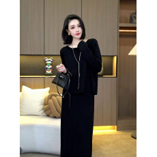 批发高级感后背开叉圆领卫衣半身裙两件套女春季新款时尚洋气减龄套装