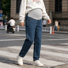 孕妇裤牛仔裤子春秋季外穿2026新款休闲老爹裤不勒肚子托腹裤春装