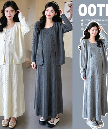 임산부 가을 새로운 패션 루즈핏 빅 사이즈 임산부 드레스 투피스 슈트