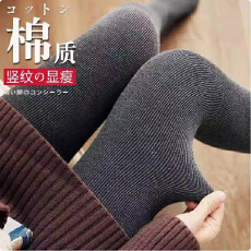 批发实拍现货2025春秋棉质竖条打底袜羽毛薄绒孕妇连裤袜百搭微绒棉袜