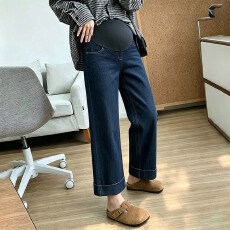 批发2026新款孕妇牛仔百搭直筒阔腿牛仔裤休闲春秋冬宽边显瘦孕妇裤