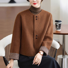 批发中年小个子毛呢大衣女秋冬高端2025新款妈妈洋气短款毛呢外套
