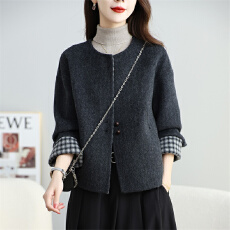 批发韩版小香风绒大衣女<b class='q'>短</b>款2025新款高端大码小个子毛呢外套