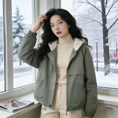 批发加绒外套女2025冬季新款加厚开衫<b class='q'>卫衣</b>大口袋休闲百搭连帽短外套