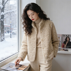 批发2026仿羊羔毛外套女短款夹克<b class='q'>秋</b>冬新款小个子皮毛一体女时尚年轻款