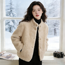 批发秋冬新款2026仿羊羔毛外套女短款夹克小个子皮毛一体女时尚年轻款