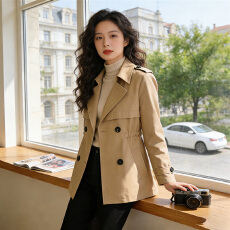 批发新款韩版<b class='q'>风衣</b>女2026年春秋洋气垂感减龄<b class='q'>风衣</b>女小个子收腰短款