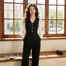 批发黑色长袖<b class='q'>连体</b><b class='q'>裤</b>2026春秋季新款收腰显瘦气质百搭高端裤腿<b class='q'>连体</b>衣