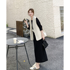 批发春季2026新款韩系气质老钱风连衣裙套装女高级感蝴蝶结马甲两件套