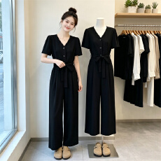批发2026高级感<b class='q'>西装</b>连体裤女夏季新款<b class='q'>韩版</b>高腰显瘦V领阔腿连衣裤