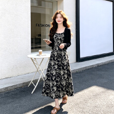 批发新款女神范碎花<b class='q'>连衣裙</b>子轻熟赫本风夏季开衫吊带裙<b class='q'>两件套</b>装女春秋