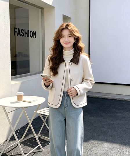 2026 새로운 고급 봄 가을 패션 여성 짧은 작은 샤넬 스타일 몸매 가꾸기 외국 가스 모직 작은 키 한국 스타일 재킷