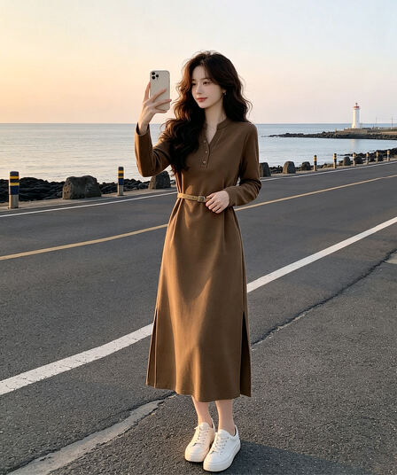 품격 드레스 2026 봄 가을 새로운 지성 우아함 센스 슬림해 보이는 다용도 선택하지 마라. 사람들 치마 아이들