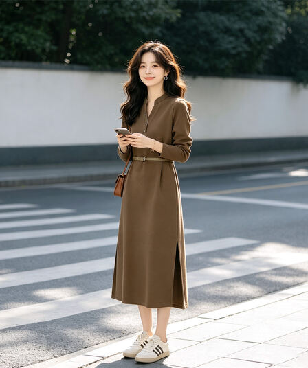 품격 드레스 2026 봄 가을 새로운 지성 우아함 센스 슬림해 보이는 다용도 선택하지 마라. 사람들 치마 아이들
