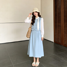批发2026新款<b class='q'>春</b>秋假两件小香风法式长袖连衣裙女高级感宽松气质长裙