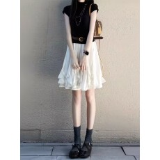 批发盐系轻熟风时尚洋气<b class='q'>高级</b>感小个子黑色短袖上衣休闲半身裙套装女夏