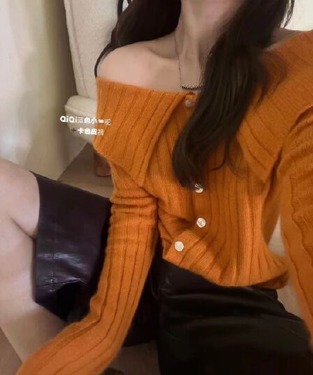 어린 양 낙타 코라 어깨 빅 칼라 2026 가을 겨울 새로운 한국 스타일 오프숄더 니트 스웨터 여성 스웨터 만나는 맨위