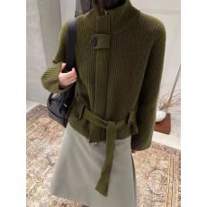 批发<b class='q'>欧洲站</b>2025秋冬<b class='q'>新款</b>设计师款小众复古高领针织开衫毛衣女