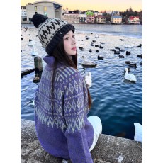 批发北欧费尔岛复古紫色高领毛衣女秋<b class='q'>冬</b>日氛围感软糯宽松加厚针织上衣