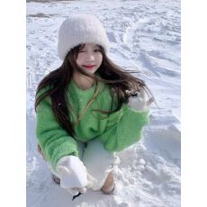 批发韩系早秋氛围感穿搭<b class='q'>高级</b>感巨好看气质温柔慵懒松弛感绿色针织衫女