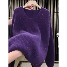 批发今年流行欧货重工细闪亮片毛衣<b class='q'>针织衫</b>羊绒衫慵懒风好看外穿上衣女