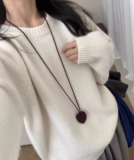 한 부서 캐주얼 바람 두꺼운 라운드 넥 풀오버 맨위 여성 2025 가을 겨울 새로운 미니멀리즘 단색 출퇴근 다용도 스웨터